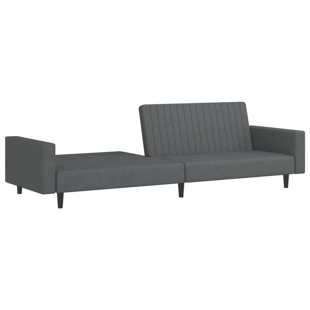 vidaXL Canapea extensibilă cu 2 locuri, gri închis, catifea
