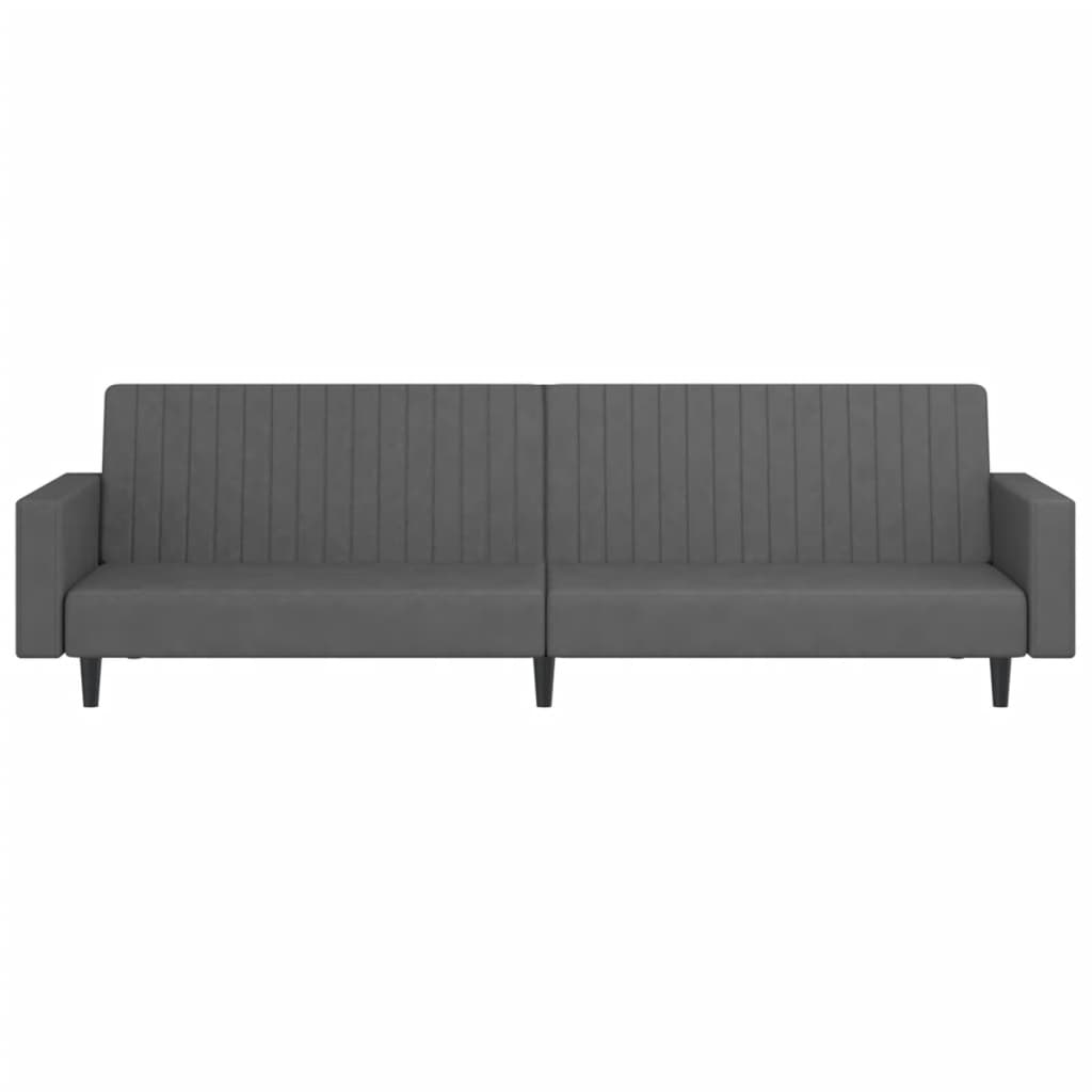 vidaXL Canapea extensibilă cu 2 locuri, gri închis, catifea