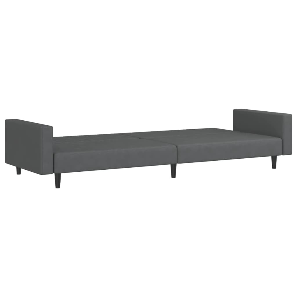 vidaXL Canapea extensibilă cu 2 locuri, gri închis, catifea