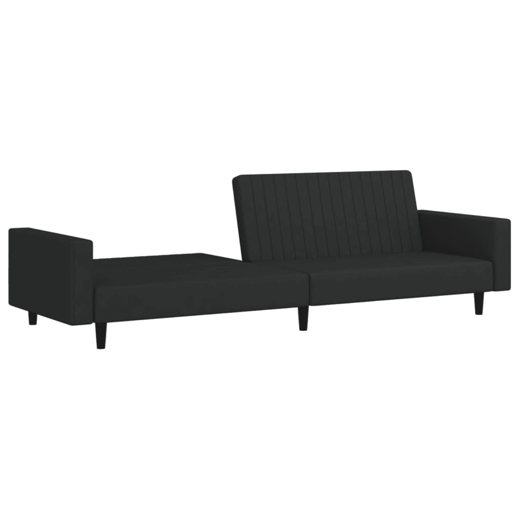 vidaXL Canapea extensibilă cu 2 locuri, negru, catifea