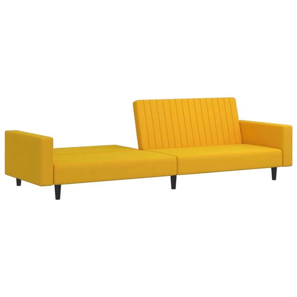 vidaXL Canapea extensibilă cu 2 locuri, galben, catifea