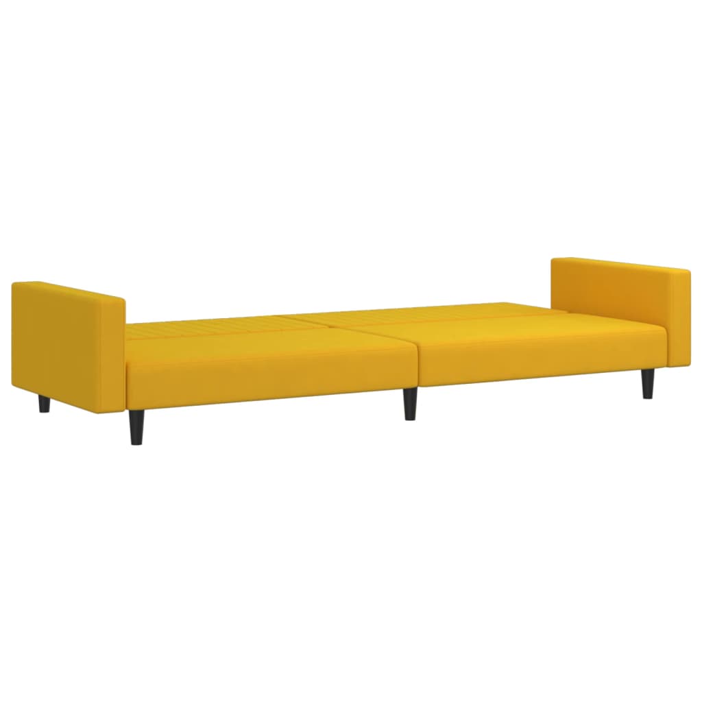 vidaXL Canapea extensibilă cu 2 locuri, galben, catifea