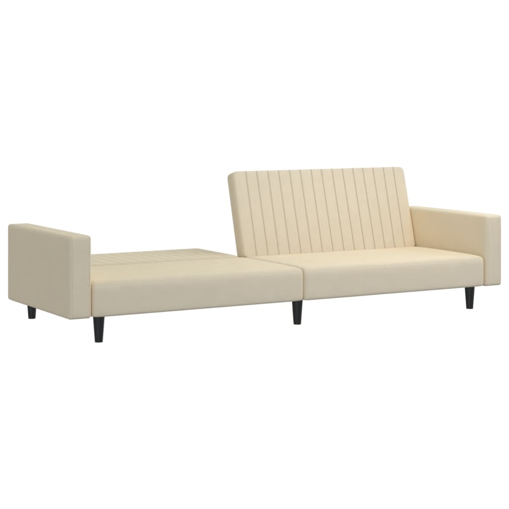 vidaXL Canapea extensibilă cu 2 locuri, crem, catifea vidaXL Canapea extensibilă cu 2 locuri, crem, catifea