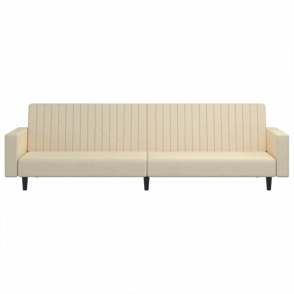 vidaXL Canapea extensibilă cu 2 locuri, crem, catifea vidaXL Canapea extensibilă cu 2 locuri, crem, catifea