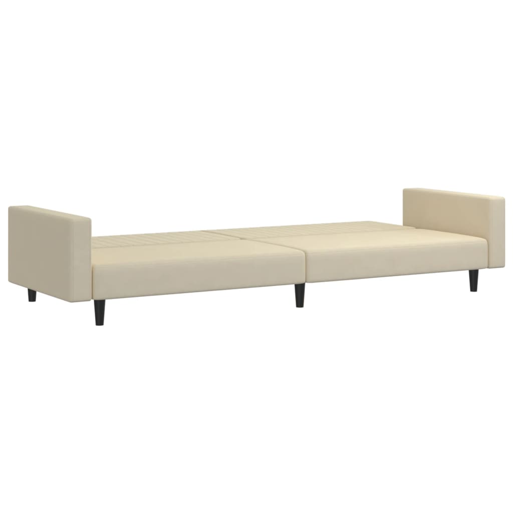 vidaXL Canapea extensibilă cu 2 locuri, crem, catifea vidaXL Canapea extensibilă cu 2 locuri, crem, catifea