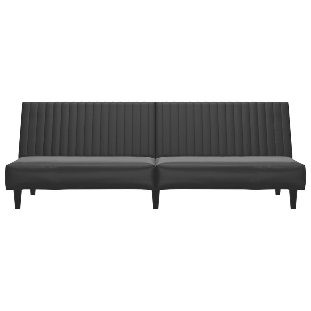 vidaXL Canapea extensibilă cu 2 locuri, negru, piele ecologică