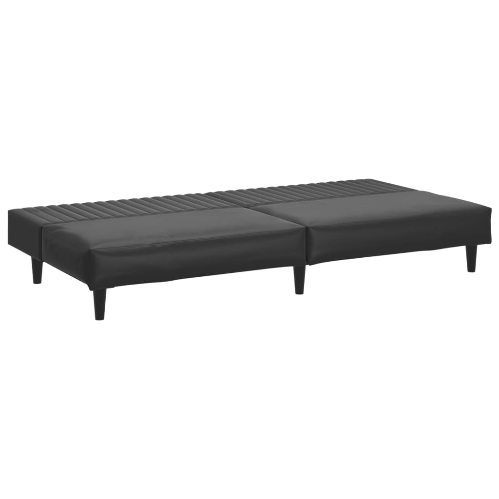vidaXL Canapea extensibilă cu 2 locuri, negru, piele ecologică