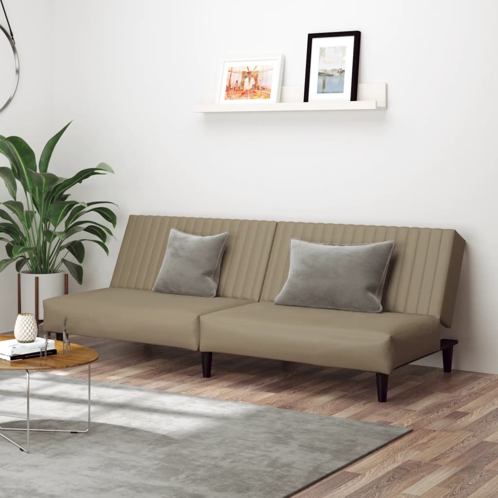 vidaXL Canapea extensibilă cu 2 locuri, cappuccino, piele ecologică vidaXL Canapea extensibilă cu 2 locuri, cappuccino, piele ecologică