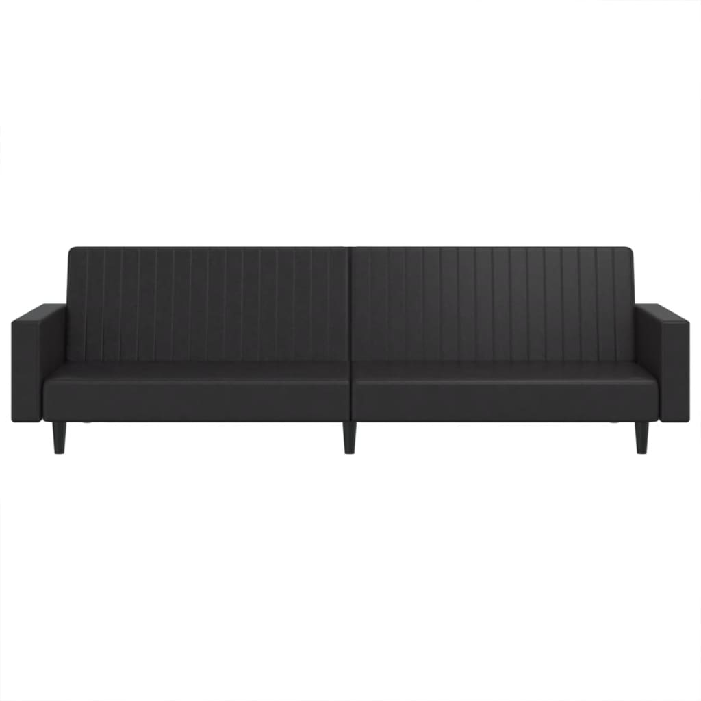 vidaXL Canapea extensibilă cu 2 locuri, negru, piele ecologică