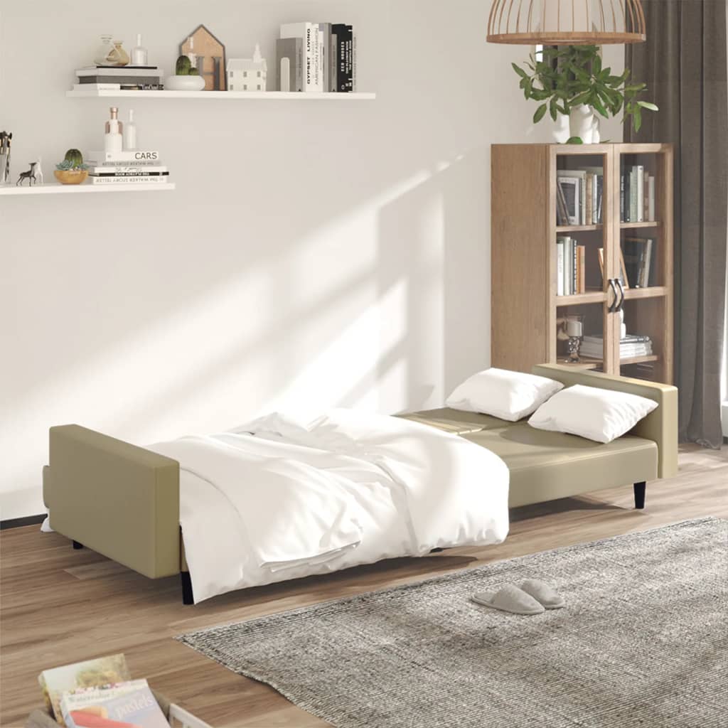 vidaXL Canapea extensibilă cu 2 locuri, cappuccino, piele ecologică vidaXL Canapea extensibilă cu 2 locuri, cappuccino, piele ecologică