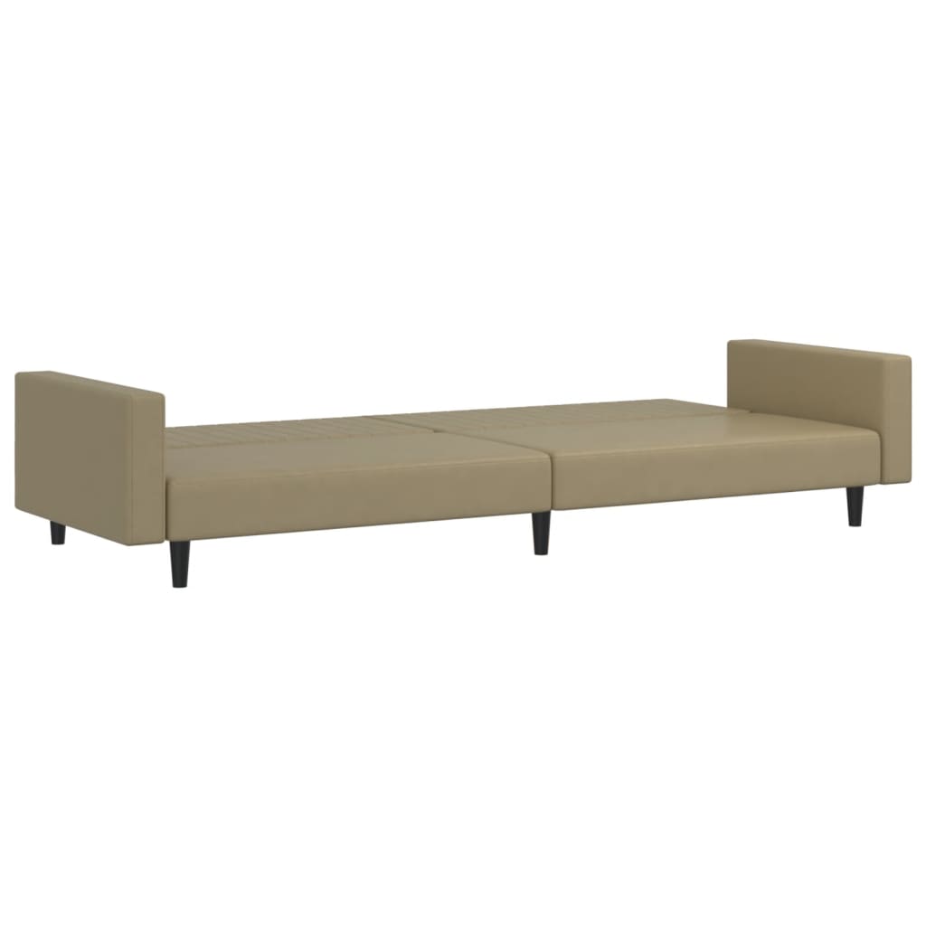 vidaXL Canapea extensibilă cu 2 locuri, cappuccino, piele ecologică vidaXL Canapea extensibilă cu 2 locuri, cappuccino, piele ecologică