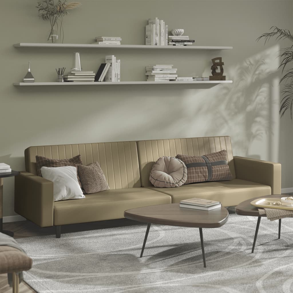 vidaXL Canapea extensibilă cu 2 locuri, cappuccino, piele ecologică vidaXL Canapea extensibilă cu 2 locuri, cappuccino, piele ecologică