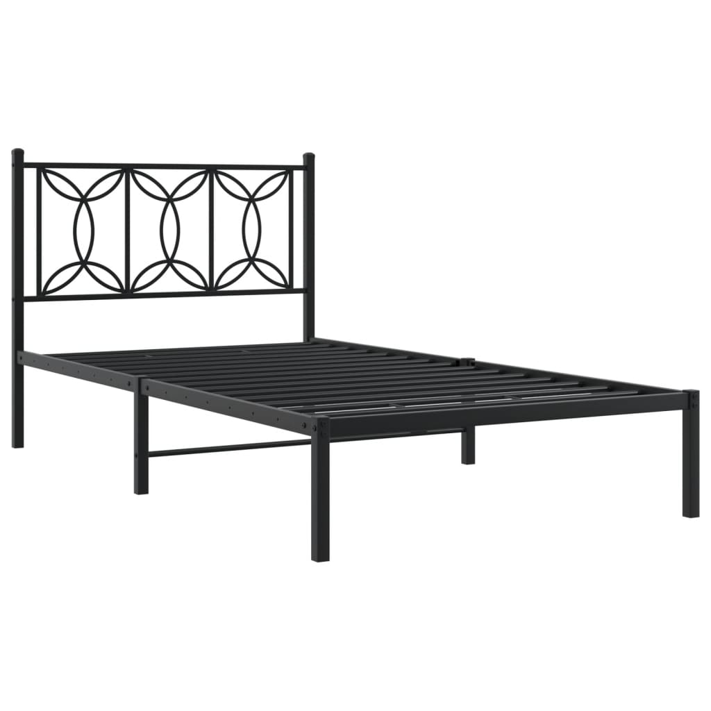 vidaXL Cadru de pat din metal cu tăblie, negru, 100x200 cm