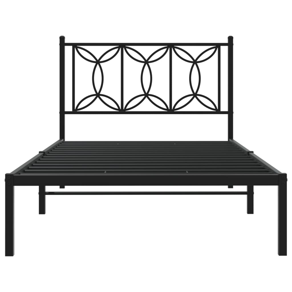 vidaXL Cadru de pat din metal cu tăblie, negru, 100x200 cm