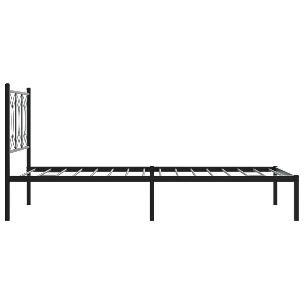 vidaXL Cadru de pat din metal cu tăblie, negru, 100x200 cm