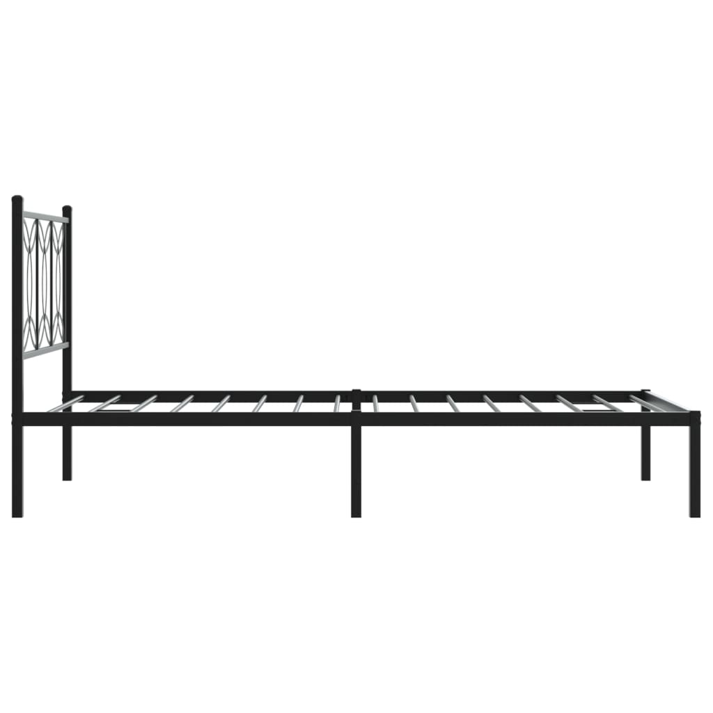 vidaXL Cadru de pat din metal cu tăblie, negru, 107x203 cm