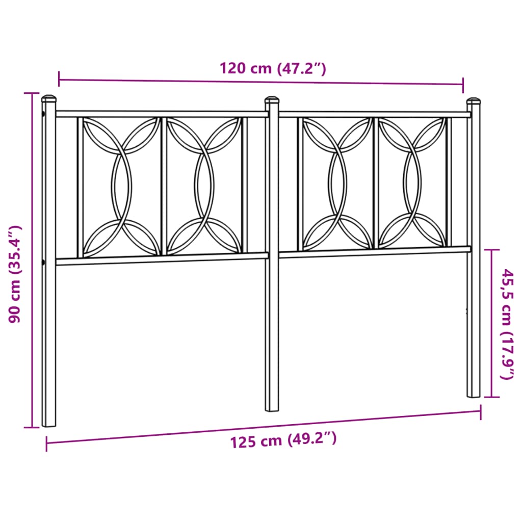 vidaXL Tăblie de pat metalică, negru, 120 cm vidaXL Tăblie de pat metalică, negru, 120 cm