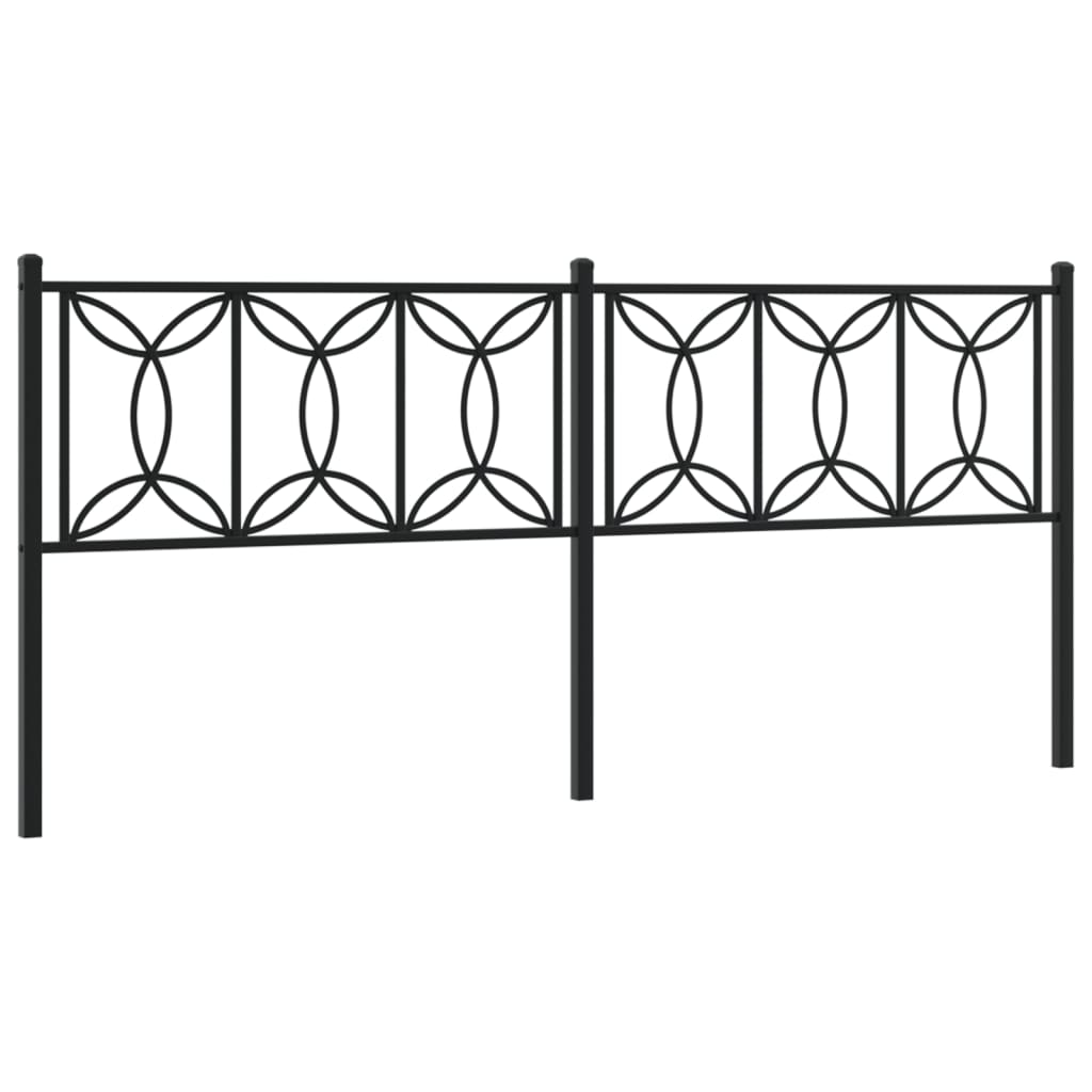 vidaXL Tăblie de pat metalică, negru, 193 cm