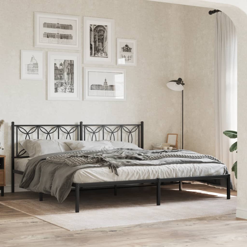 vidaXL Tăblie de pat metalică, negru, 200 cm