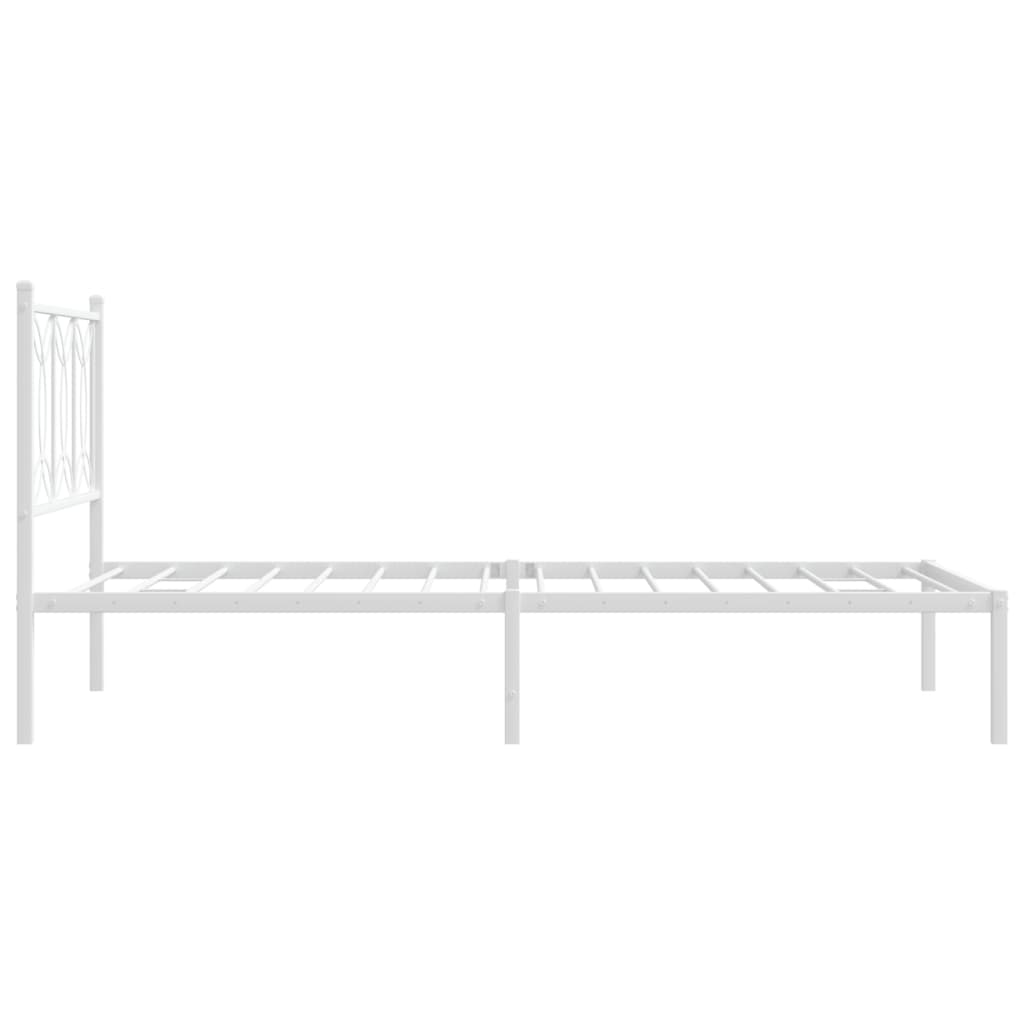 vidaXL Cadru de pat din metal cu tăblie, alb, 107x203 cm