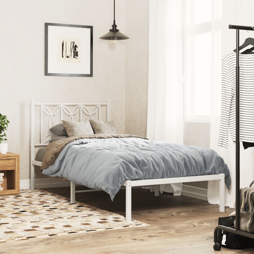vidaXL Tăblie de pat metalică, alb, 75 cm vidaXL Tăblie de pat metalică, alb, 75 cm