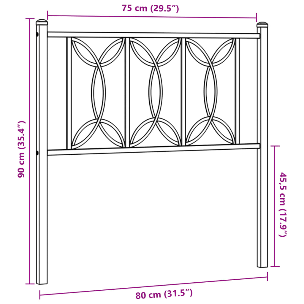 vidaXL Tăblie de pat metalică, alb, 75 cm vidaXL Tăblie de pat metalică, alb, 75 cm