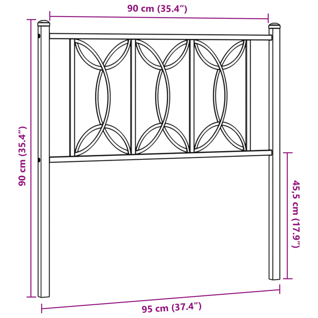 vidaXL Tăblie de pat metalică, alb, 90 cm vidaXL Tăblie de pat metalică, alb, 90 cm