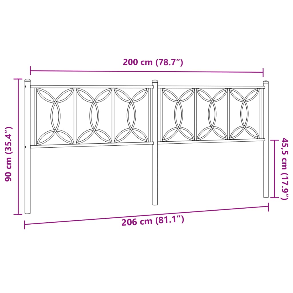 vidaXL Tăblie de pat metalică, alb, 200 cm vidaXL Tăblie de pat metalică, alb, 200 cm