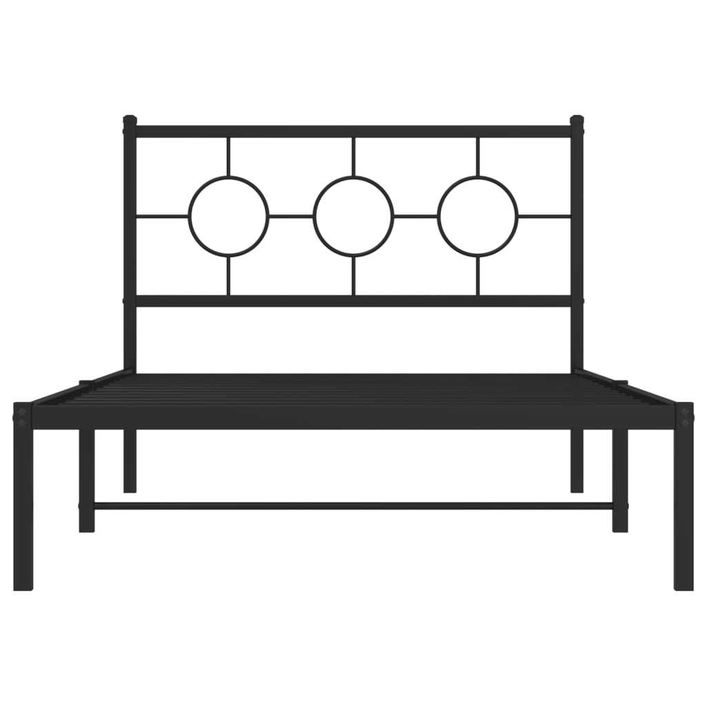 vidaXL Cadru de pat din metal cu tăblie, negru, 107x203 cm