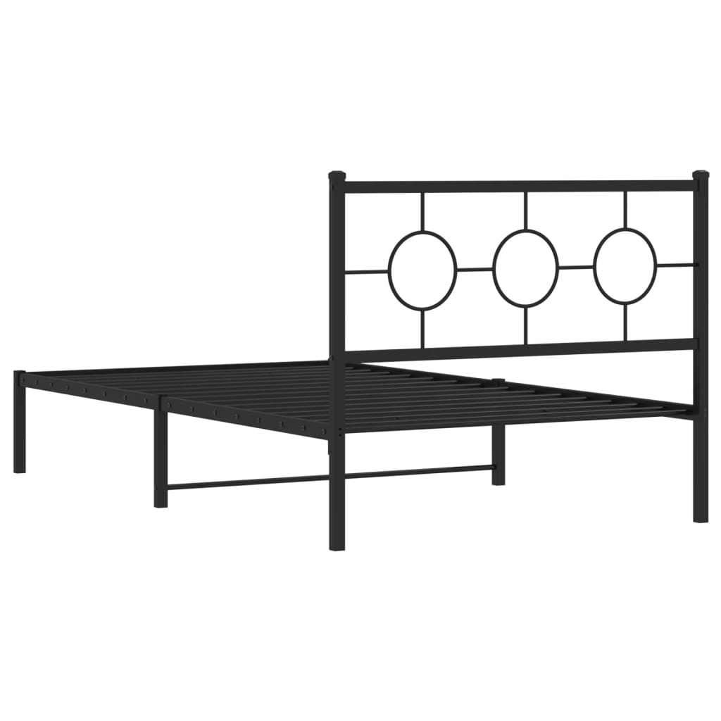 vidaXL Cadru de pat din metal cu tăblie, negru, 107x203 cm