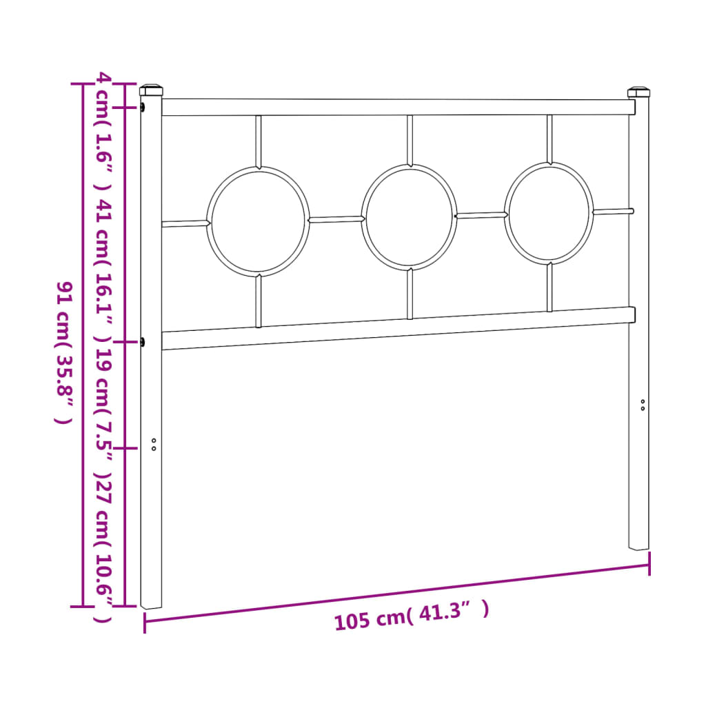 vidaXL Tăblie de pat metalică, negru, 100 cm vidaXL Tăblie de pat metalică, negru, 100 cm