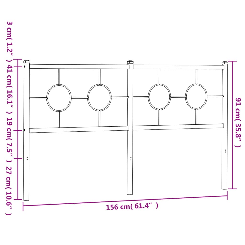 vidaXL Tăblie de pat metalică, negru, 150 cm vidaXL Tăblie de pat metalică, negru, 150 cm