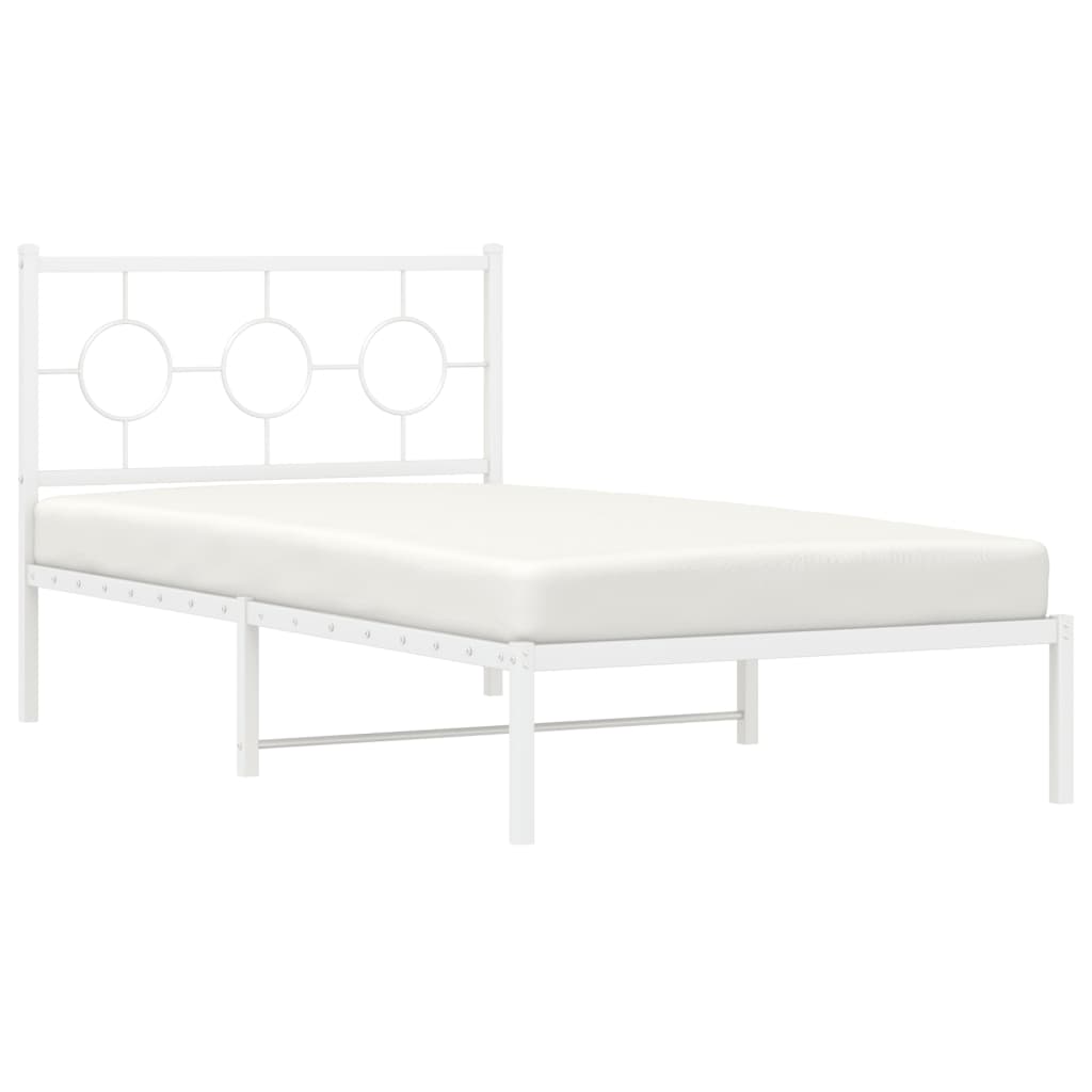 vidaXL Cadru de pat din metal cu tăblie, alb, 100x200 cm