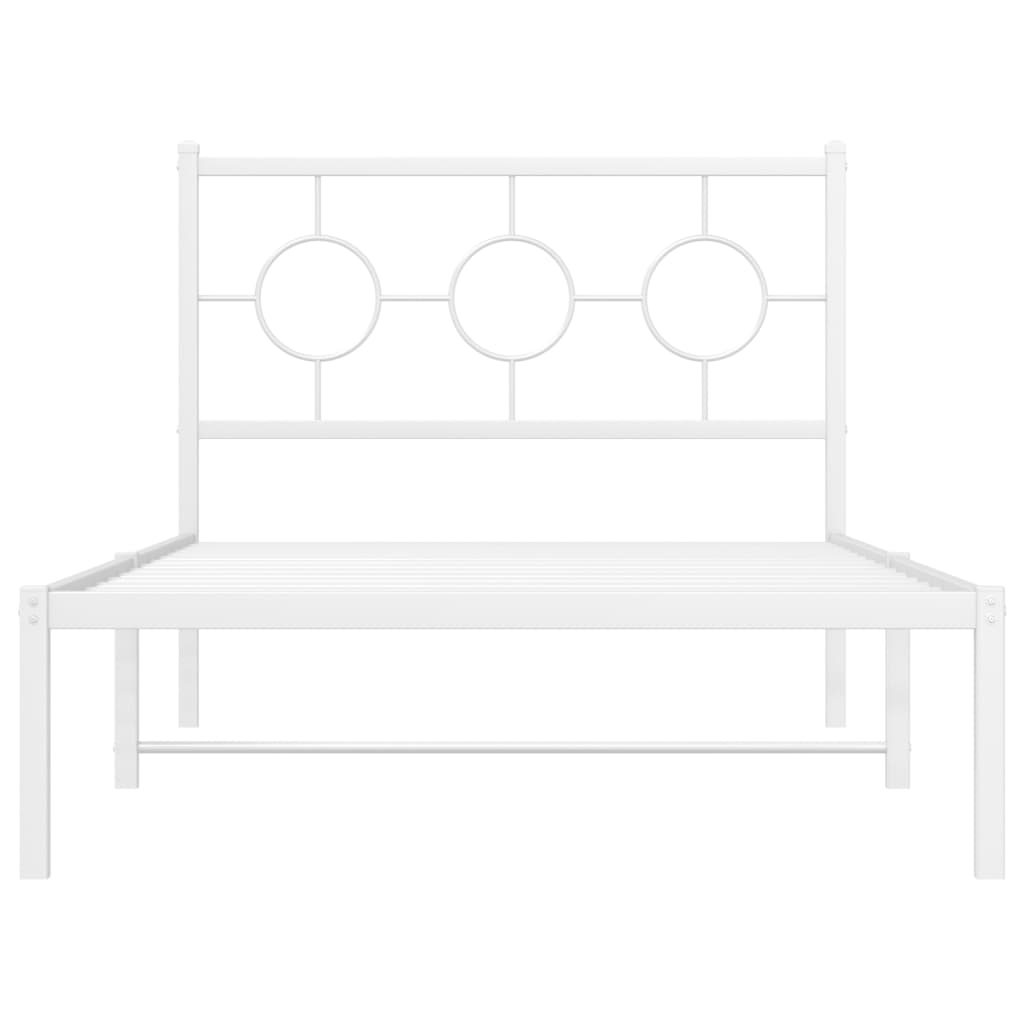 vidaXL Cadru de pat din metal cu tăblie, alb, 100x200 cm