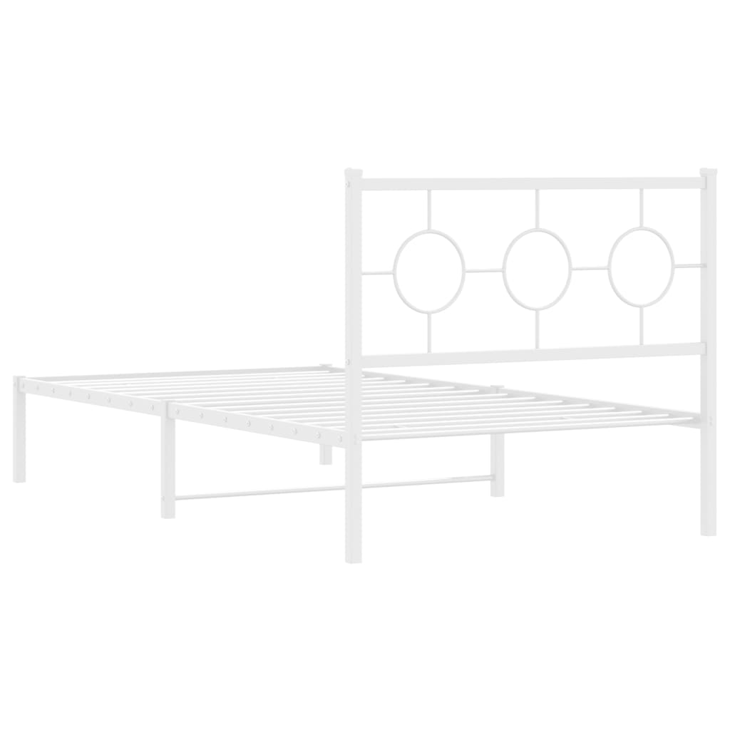 vidaXL Cadru de pat din metal cu tăblie, alb, 100x200 cm