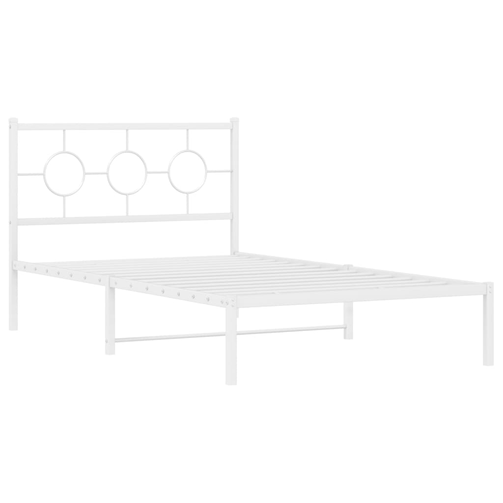 vidaXL Cadru de pat din metal cu tăblie, alb, 107x203 cm
