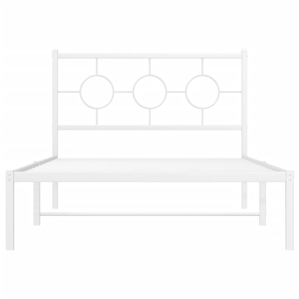 vidaXL Cadru de pat din metal cu tăblie, alb, 107x203 cm
