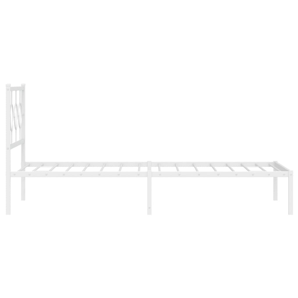 vidaXL Cadru de pat din metal cu tăblie, alb, 107x203 cm