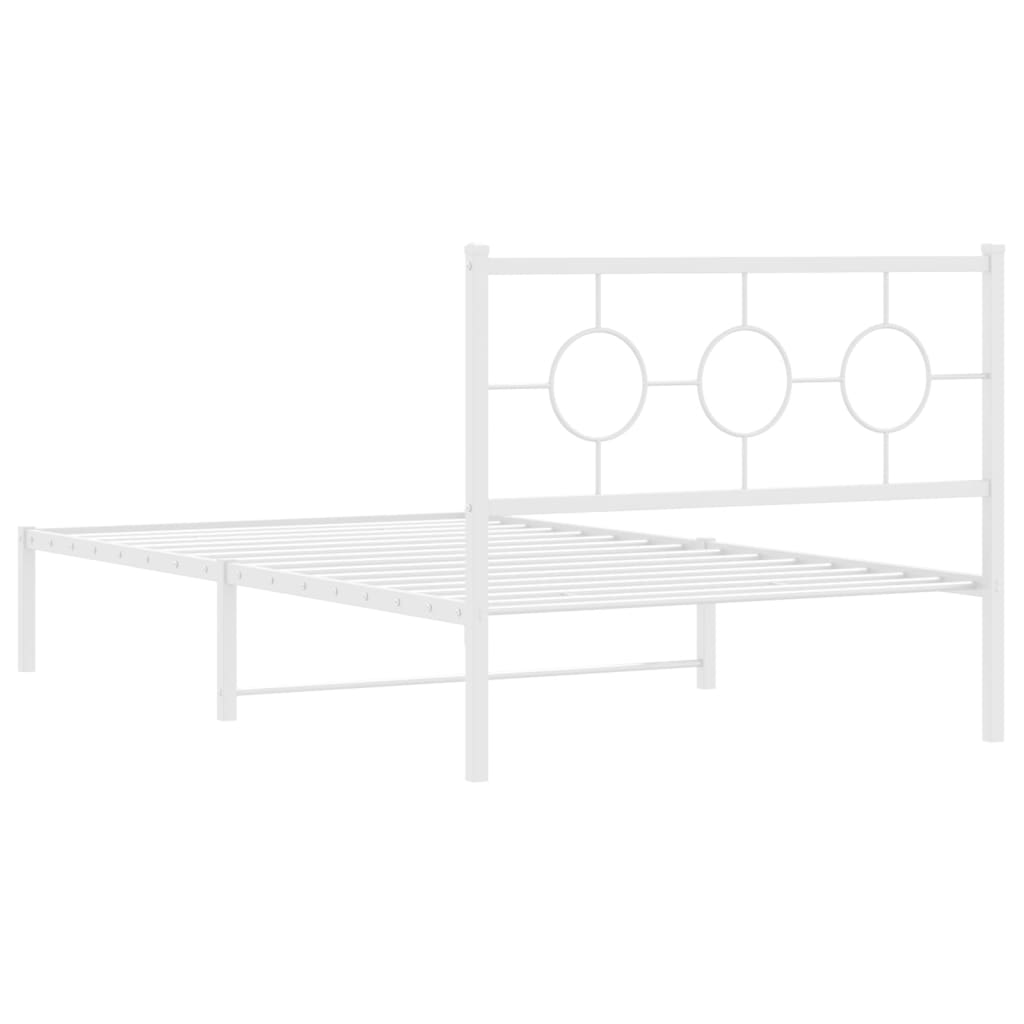 vidaXL Cadru de pat din metal cu tăblie, alb, 107x203 cm