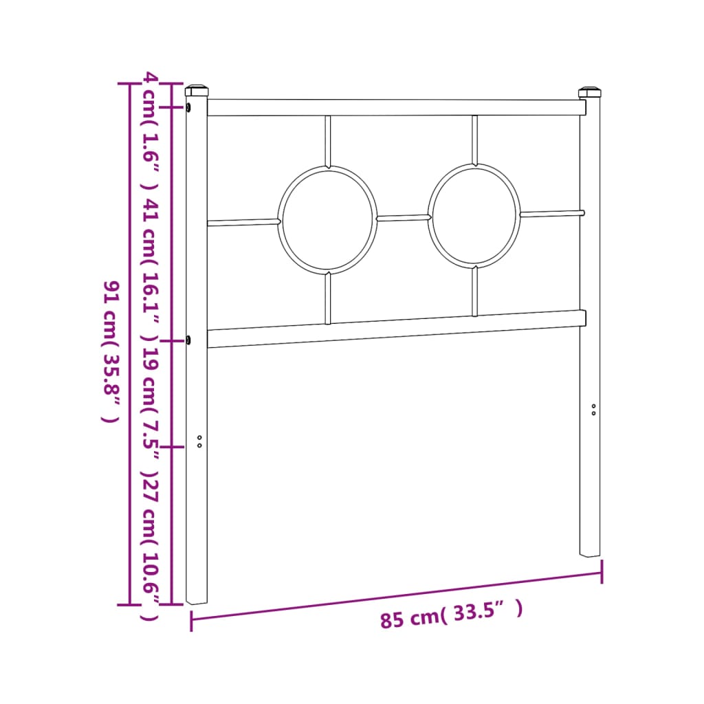 vidaXL Tăblie de pat metalică, alb, 80 cm vidaXL Tăblie de pat metalică, alb, 80 cm