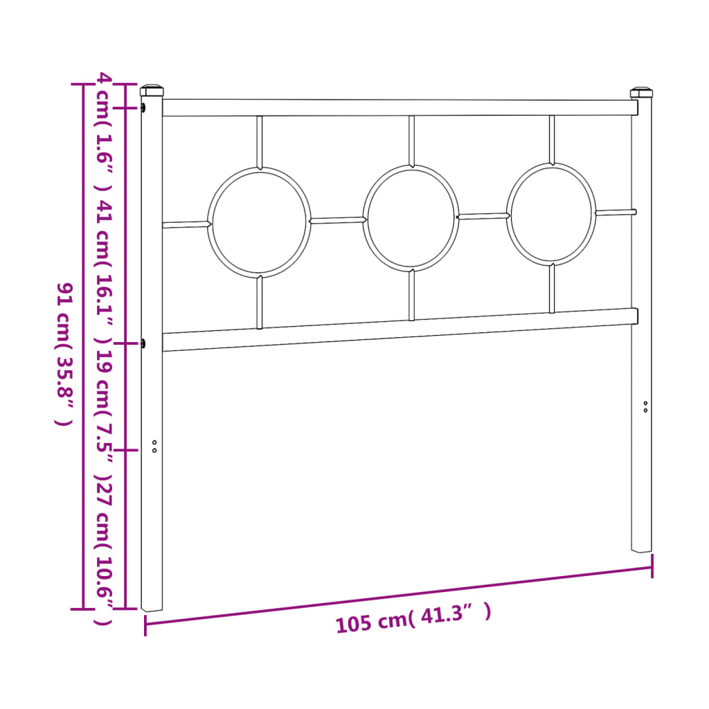 vidaXL Tăblie de pat metalică, alb, 100 cm