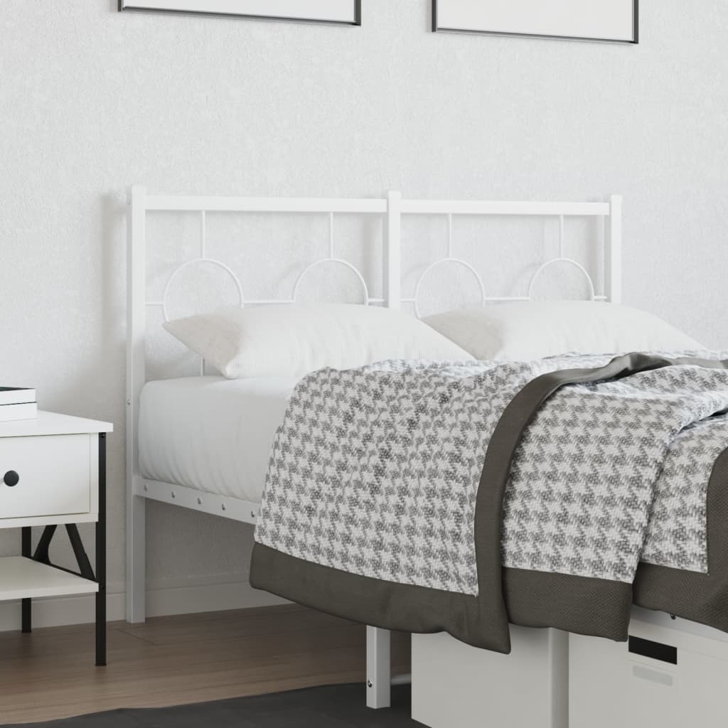vidaXL Tăblie de pat metalică, alb, 120 cm