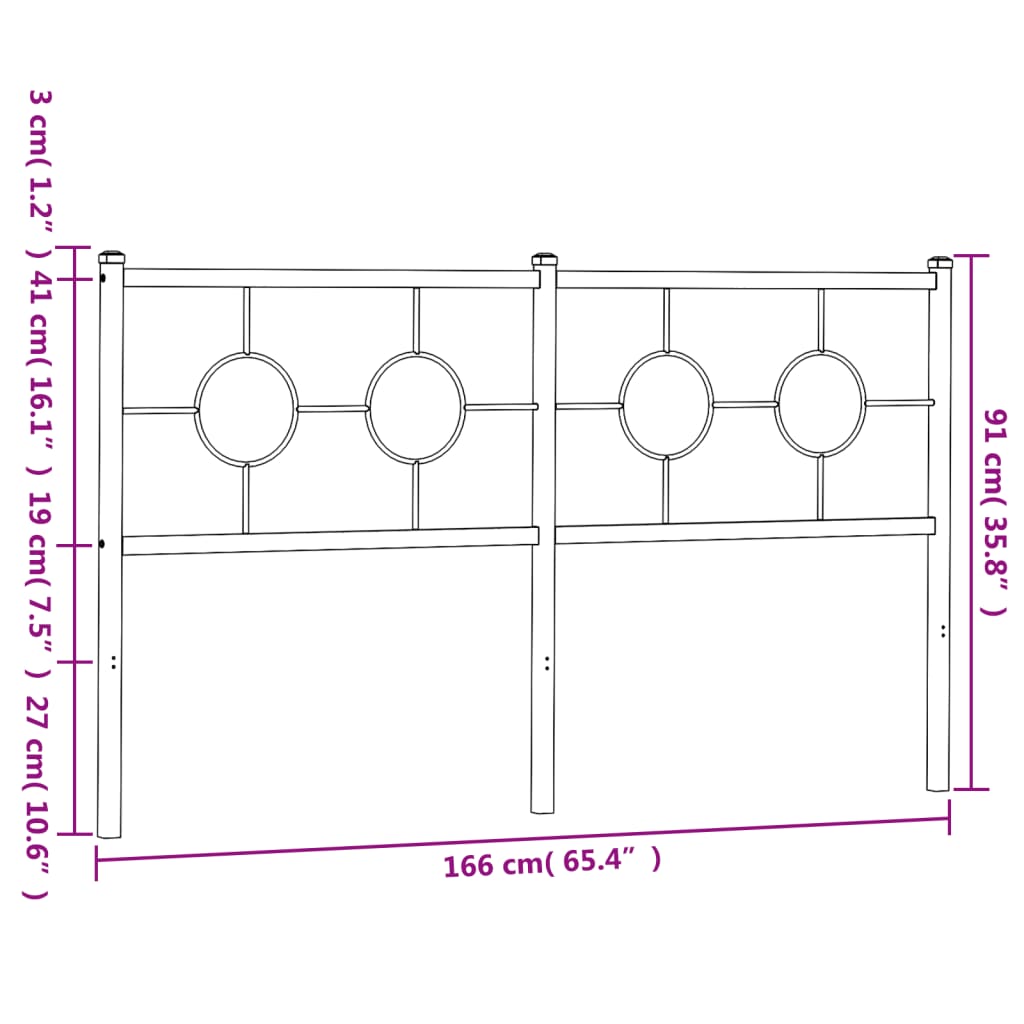 vidaXL Tăblie de pat metalică, alb, 160 cm