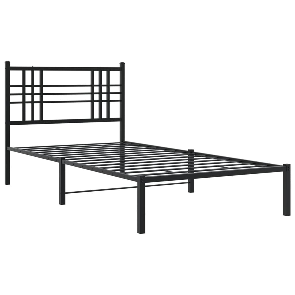 vidaXL Cadru de pat din metal cu tăblie, negru, 107x203 cm