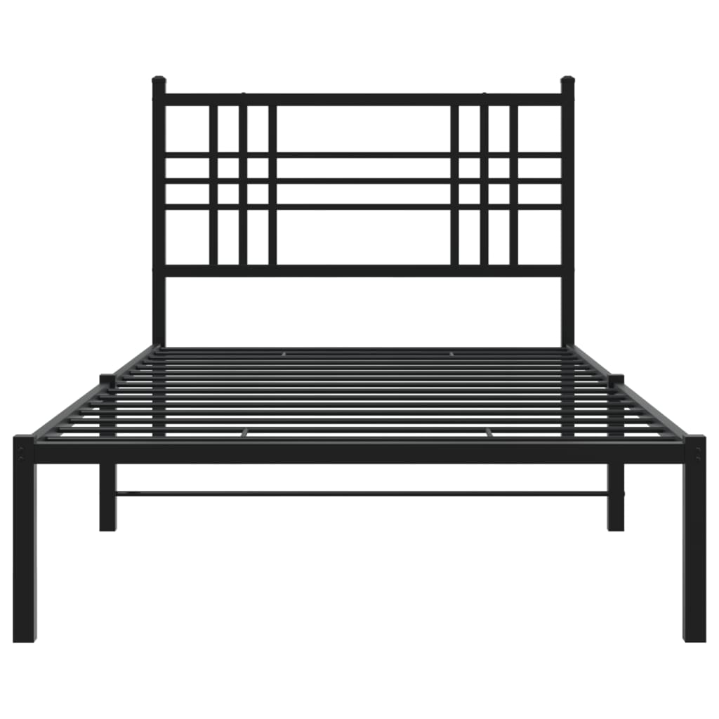vidaXL Cadru de pat din metal cu tăblie, negru, 107x203 cm