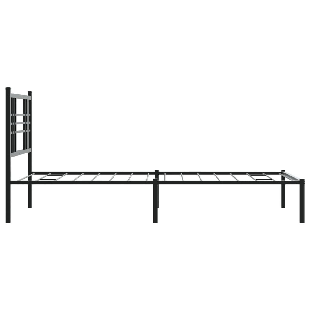 vidaXL Cadru de pat din metal cu tăblie, negru, 107x203 cm