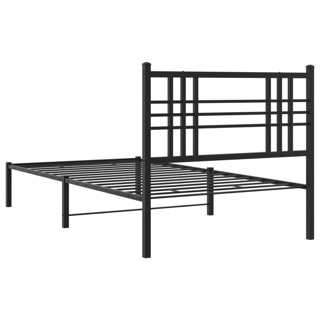 vidaXL Cadru de pat din metal cu tăblie, negru, 107x203 cm