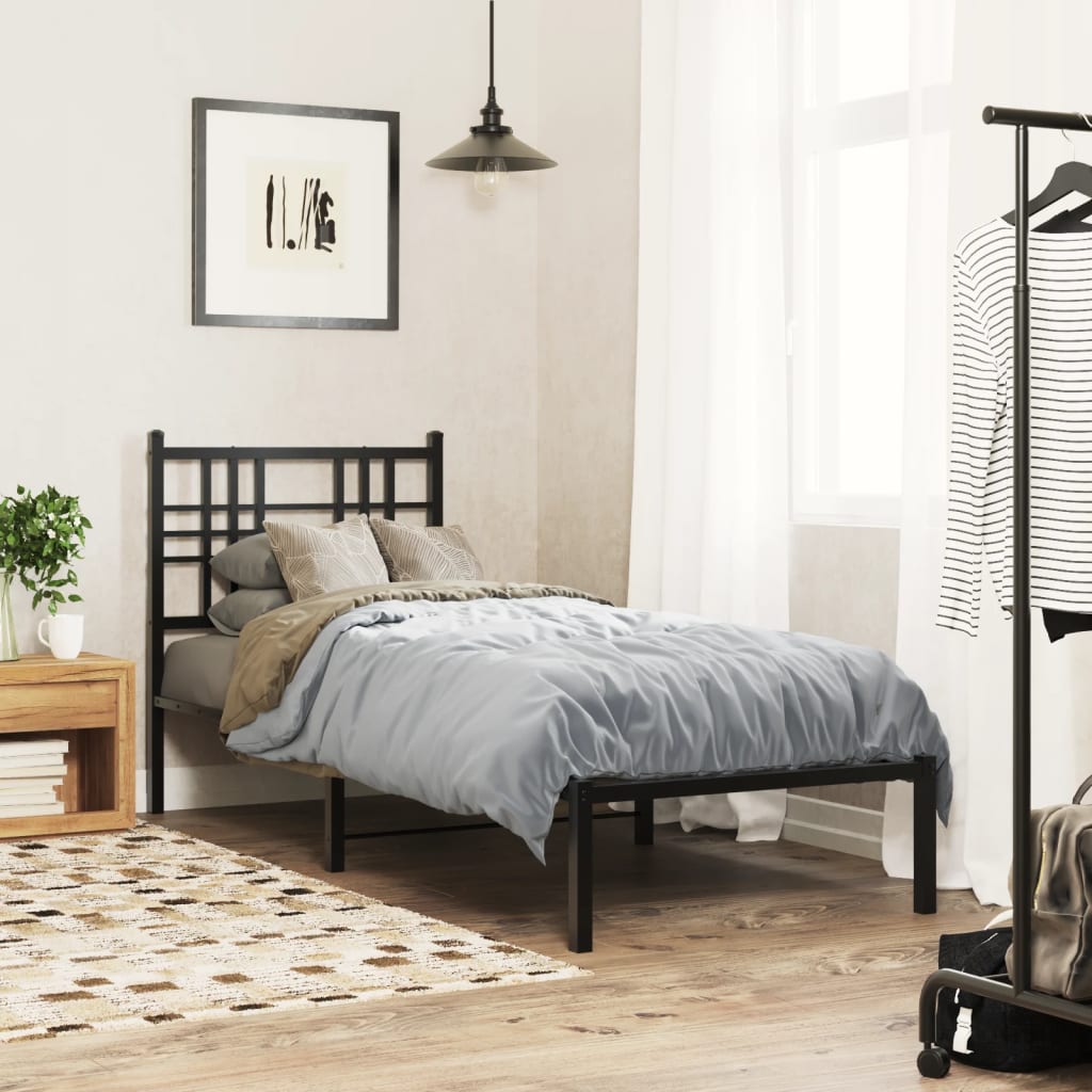 vidaXL Tăblie de pat metalică, negru, 75 cm