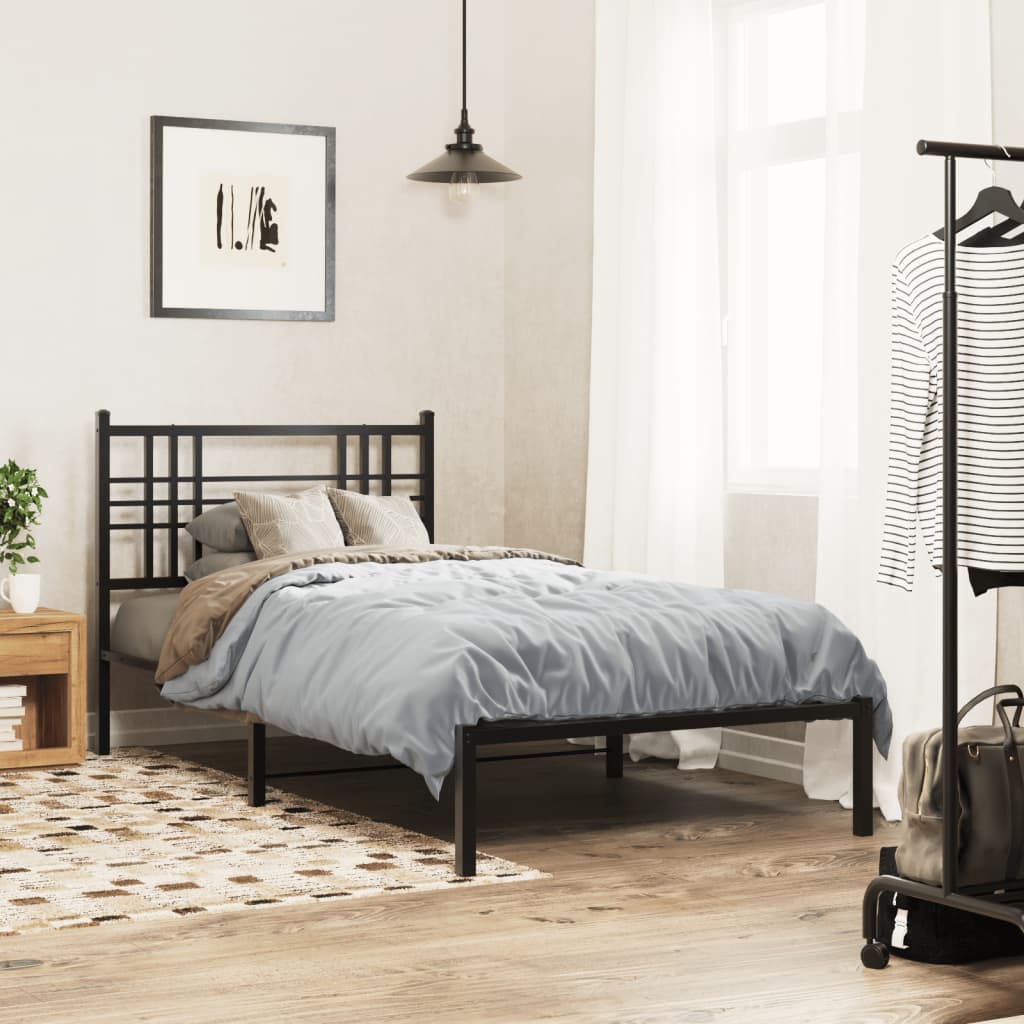 vidaXL Tăblie de pat metalică, negru, 90 cm