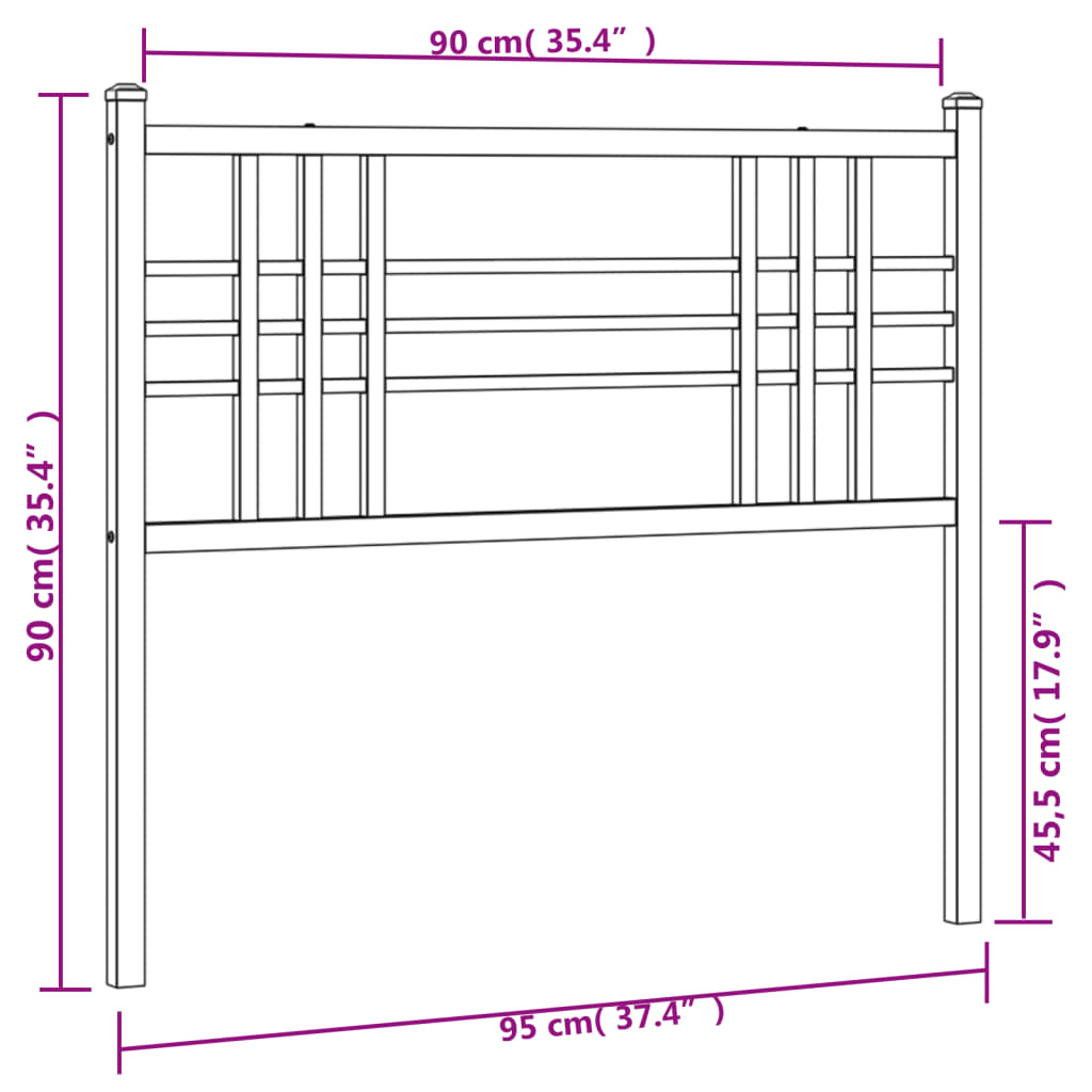 vidaXL Tăblie de pat metalică, negru, 90 cm